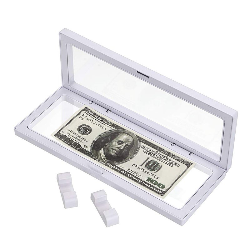 Skelang 3D Floating Display Case, White Rectangular Coin Holder Display Stand, 9"Ã—3.54"Ã—0.75" Suspension Frame Box for Challenge Coin, Chip, Jewelry, Pin, Cash Paper, Sets of 3 - Image 3